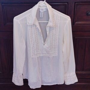 Calvin Klein Jeans 100 Percent Cotton Pheasant Top White Size Large Vintage